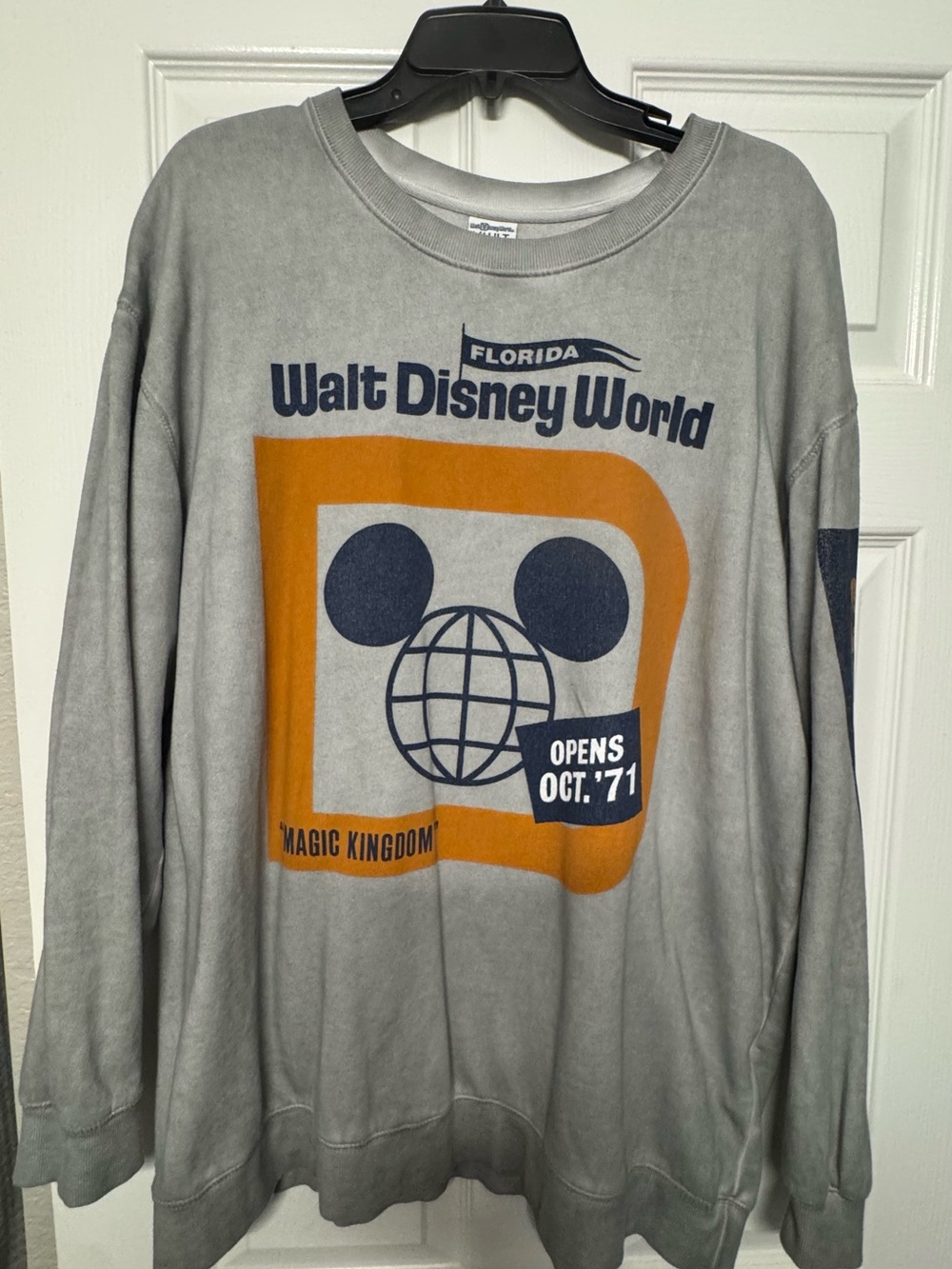 Disney Gray Long Sleeve Graphic Sweatshirt with Orange & Navy Print